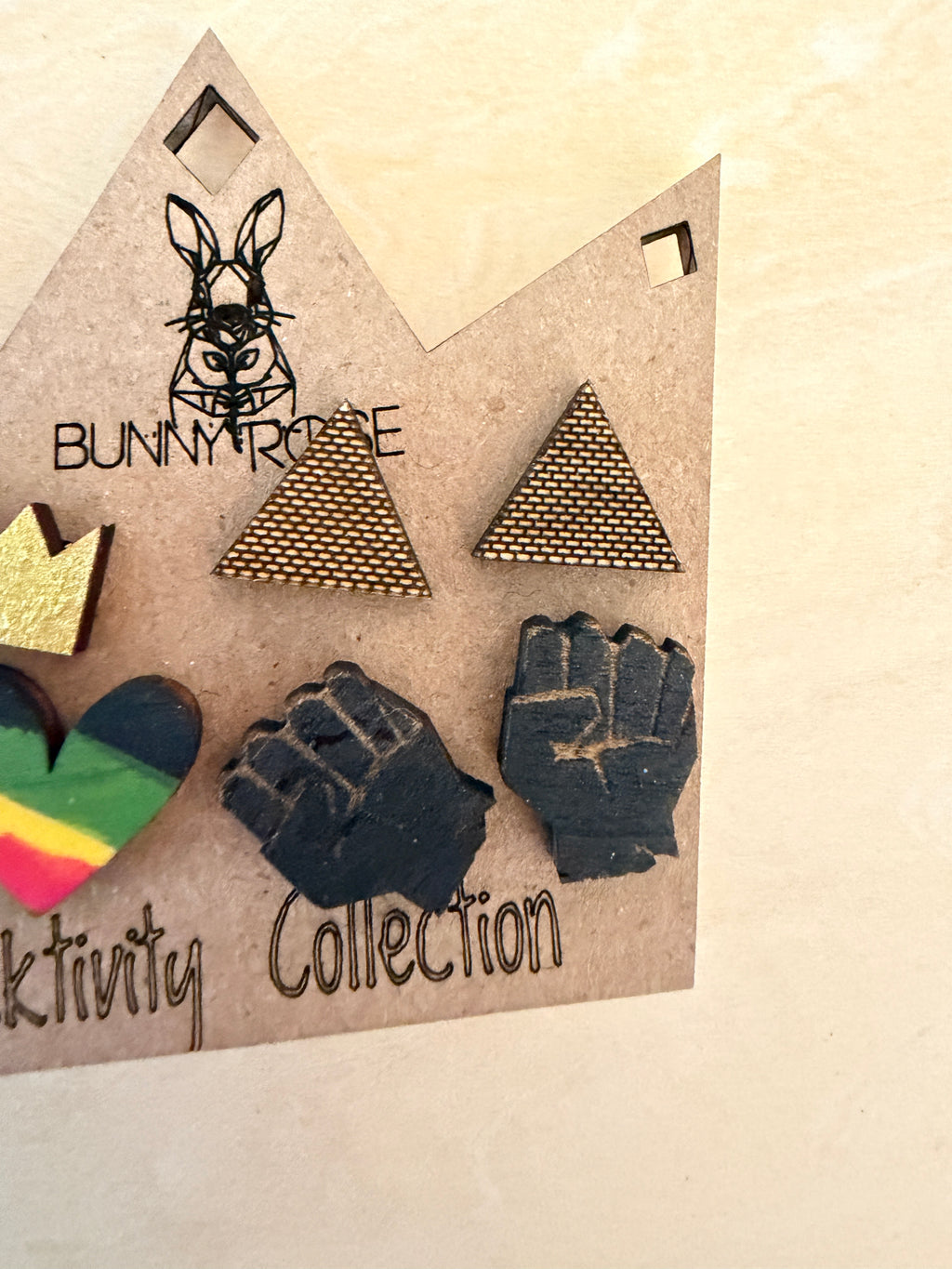 Blacktivity Collection Stud Set of 4 (Crown, Heart, Fist, Pyramid)