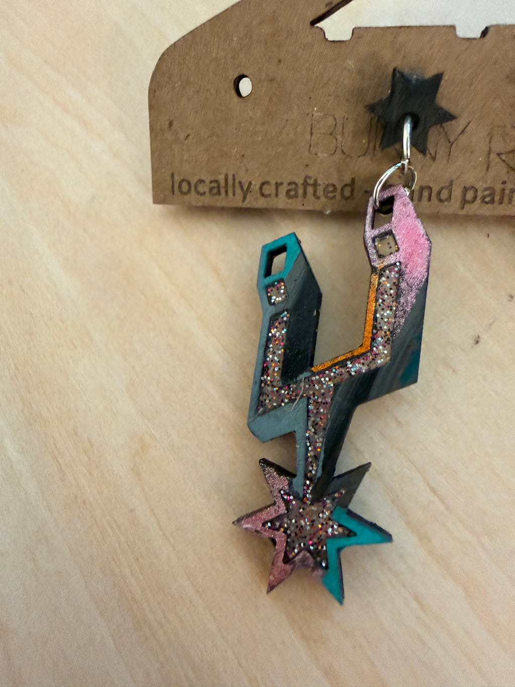 Spurs The Mini Logo Earrings Hand Painted Wood with Resin