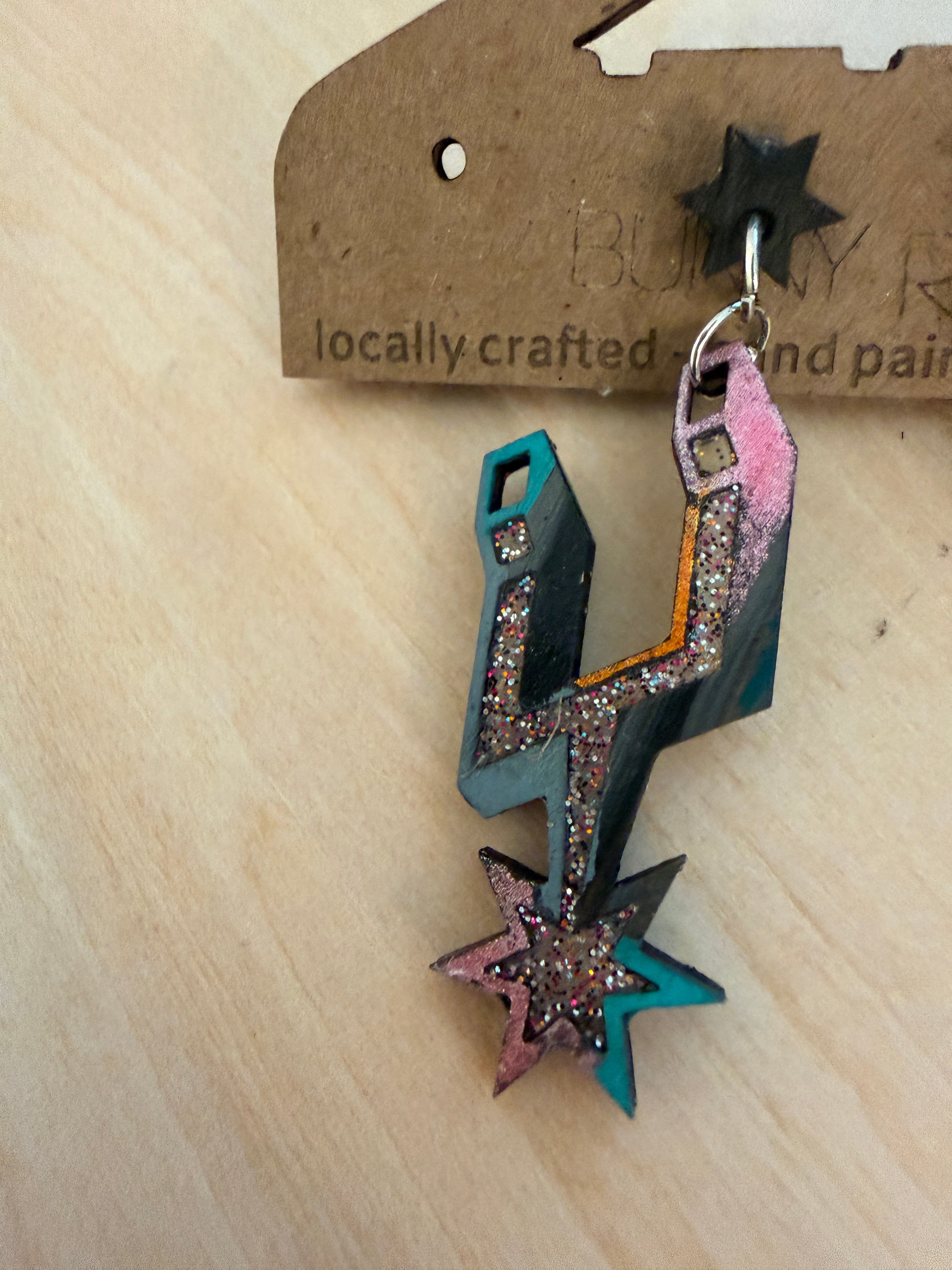 Spurs The Mini Logo Earrings Hand Painted Wood with Resin